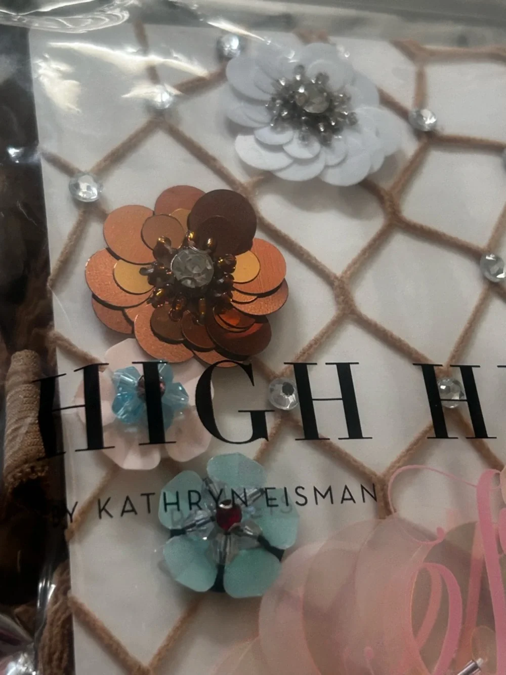 NWT Free people high heel jungle 3D floral fish net tights one size Celebration